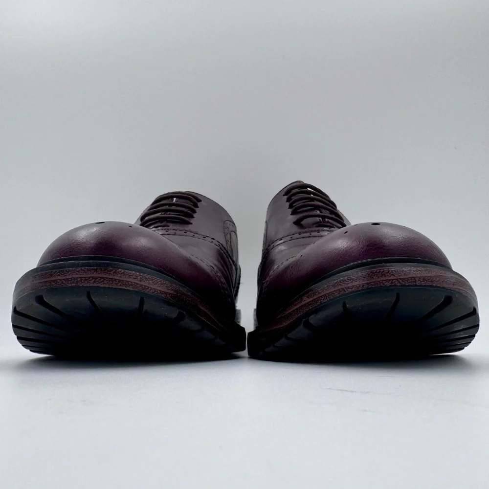 Perry Ellis Men's Burgundy Leather Cap Toe Brogue Oxford Baxter Shoes Size; 11.5